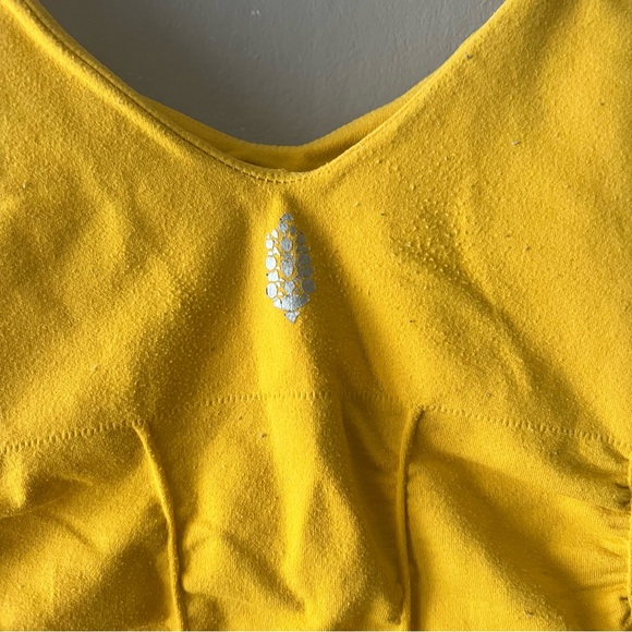 Free People Movement Yellow Good Karma Ruched Crop Tank Size XS/S - Picture 4 of 7
